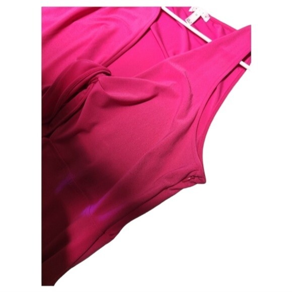 Leith Hot Pink Tie  Barbiecore Front Cutout Midi Plus Dress size 1X - Picture 6 of 13